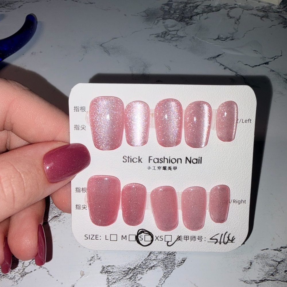 Press on Nail Set - Pink Glitter